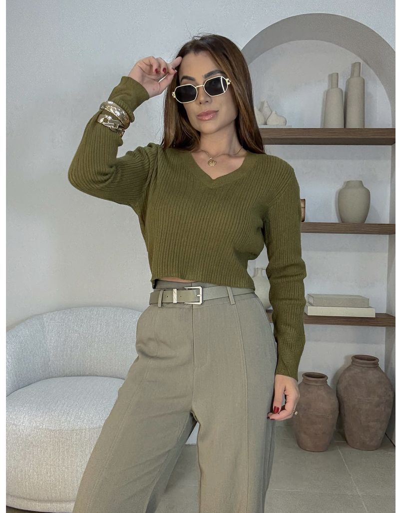 Blusa Tricot Rosana Militar 
