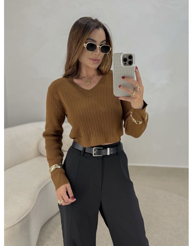 Blusa Tricot Rosana Marrom