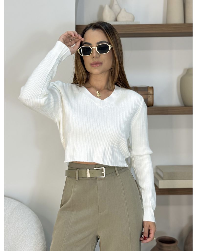 Blusa Tricot Rosana Branca - Loja La Mina 