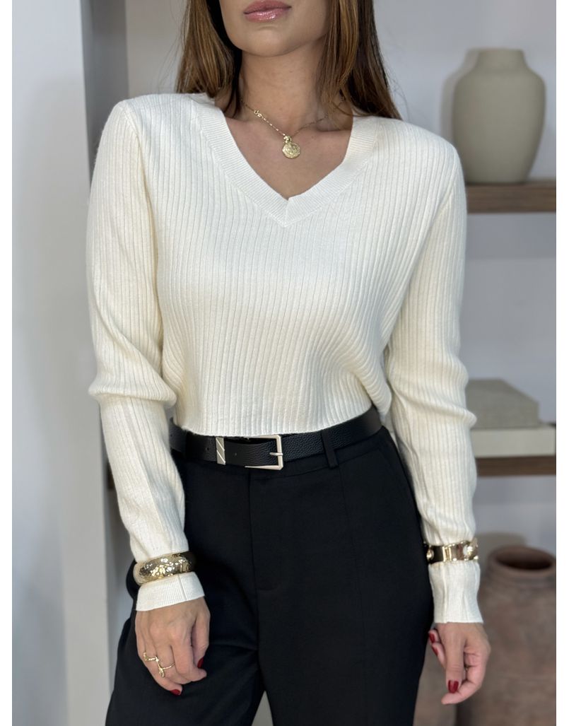 Blusa Tricot Rosana Creme 