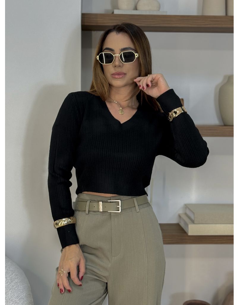 Blusa Tricot Rosana Preta - Loja La Mina 