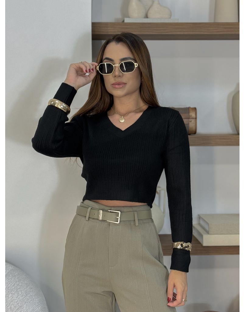 Blusa Tricot Rosana Preta