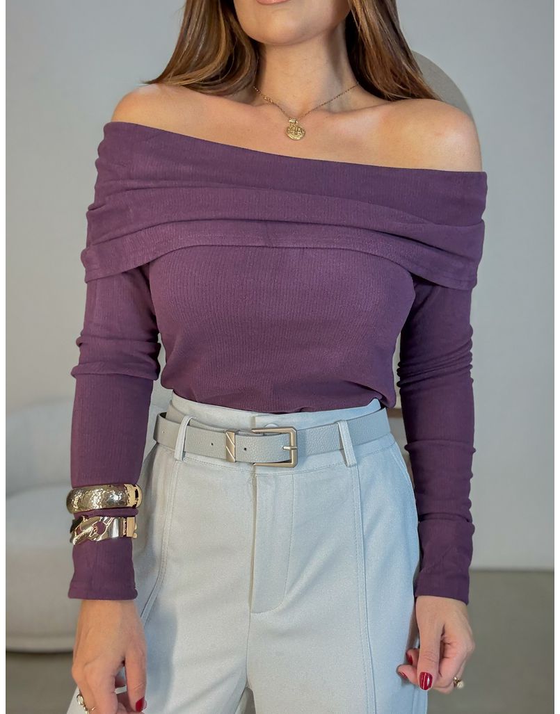 Blusa Ombro a Ombro Aveludada Uva - Loja La Mina 
