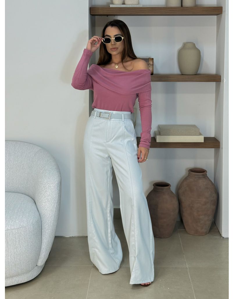 Blusa Ombro a Ombro Aveludada Rosa Queimado