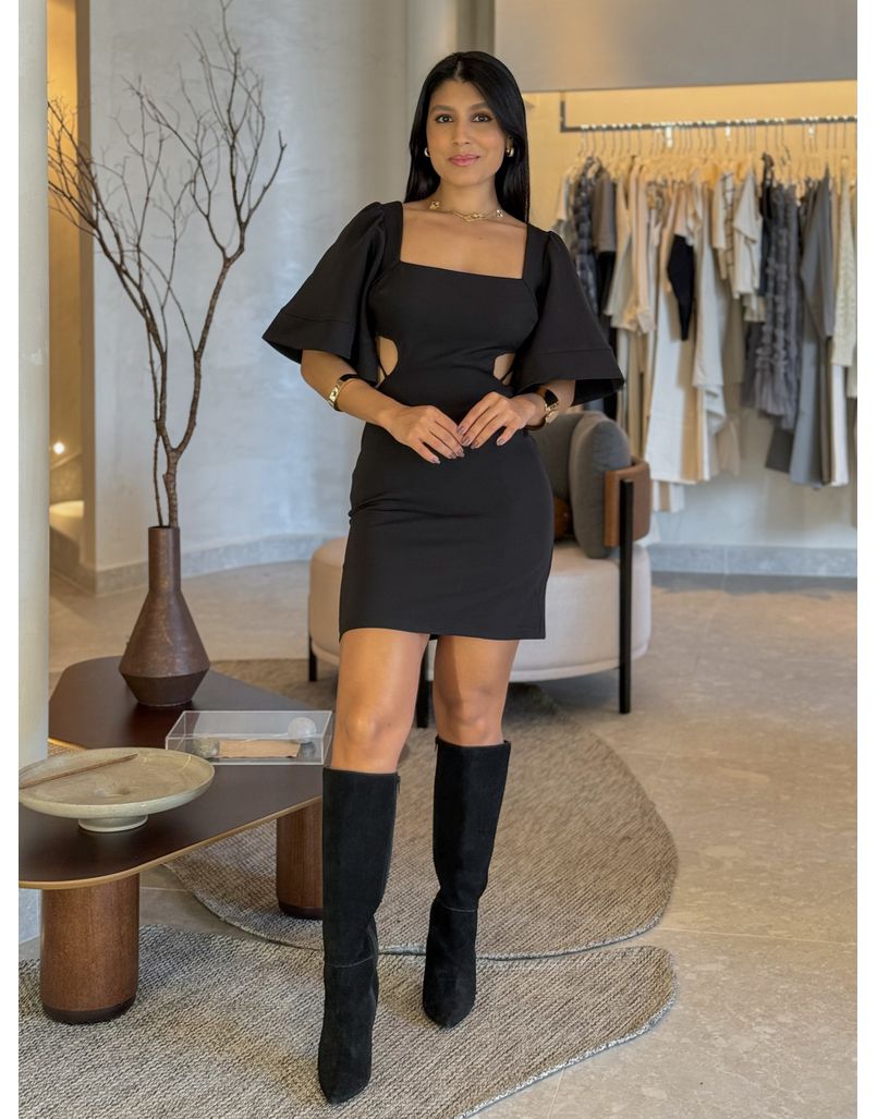 Vestido Manga Nanda Preto - Loja La Mina 