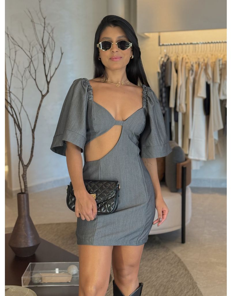 Vestido Manga Gabriela Chumbo
