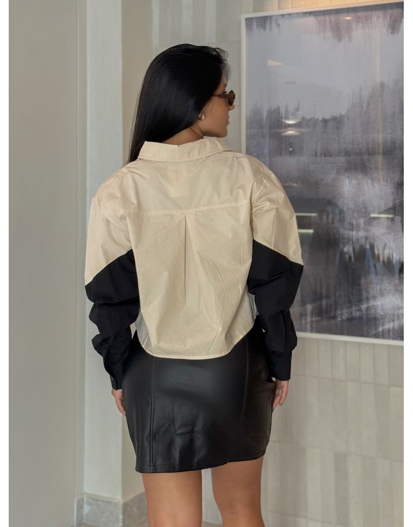 Camisa Tricoline Bicolor Areia 