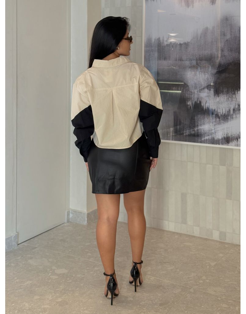 Camisa Tricoline Bicolor Areia 