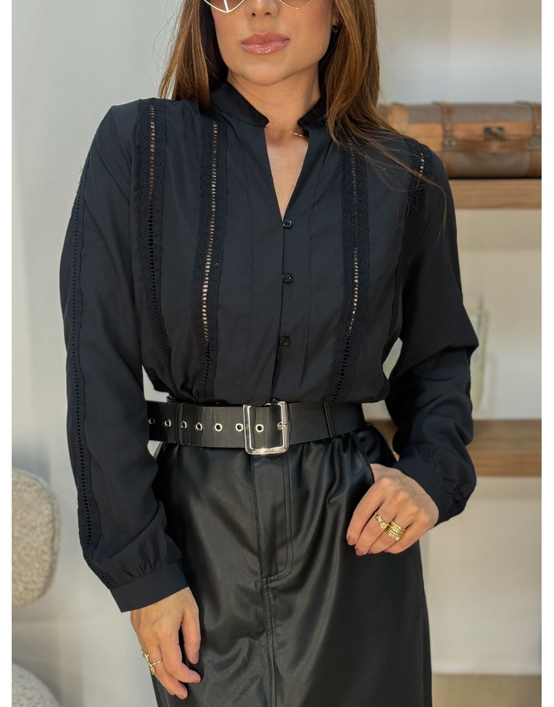 Camisa Laise Maya Preto - Loja La Mina 
