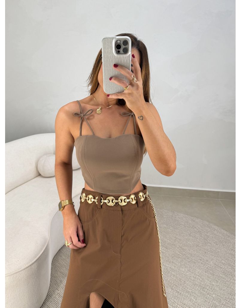 Blusa Alça Charlotte Marrom