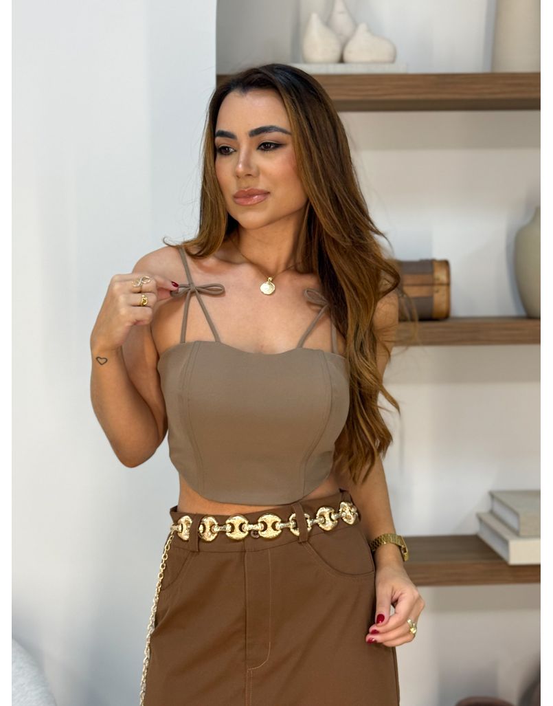 Blusa Alça Charlotte Marrom