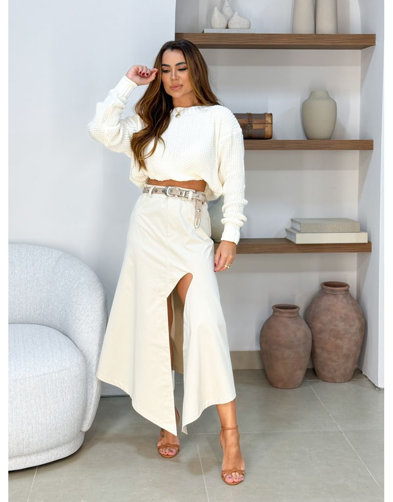 Saia Midi Fenda Alê Off