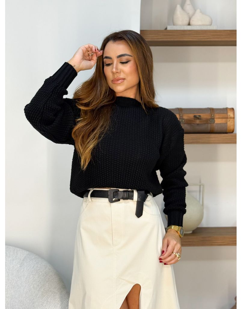 Blusa Tricot Espanha Preta - Loja La Mina 
