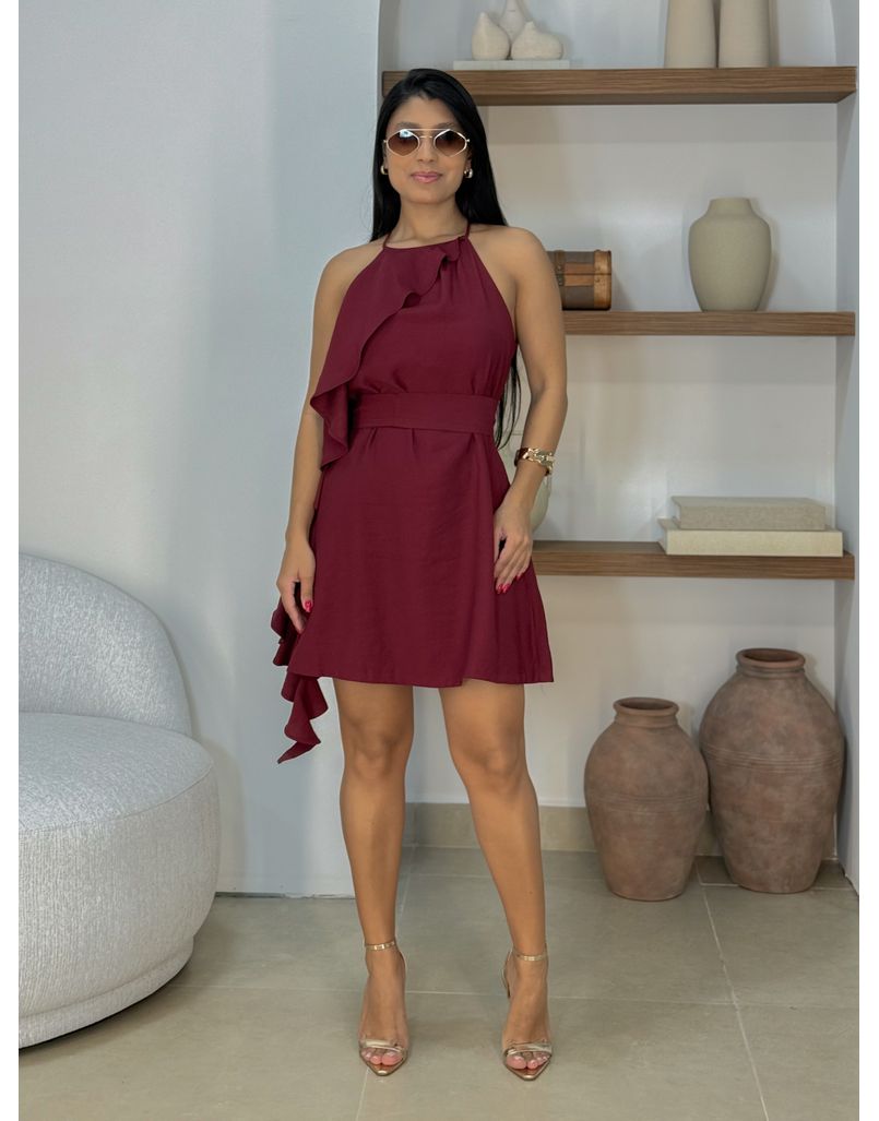 Vestido Babado Julia Cereja - Loja La Mina 