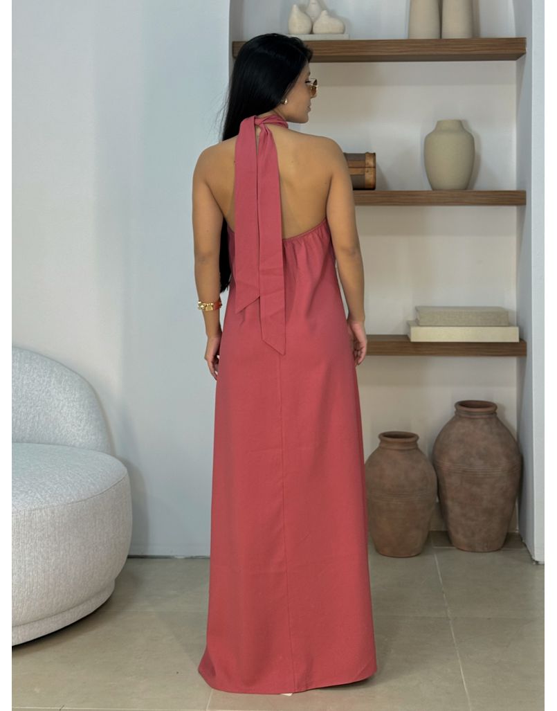 Vestido Midi Frente Única Melina Goiaba