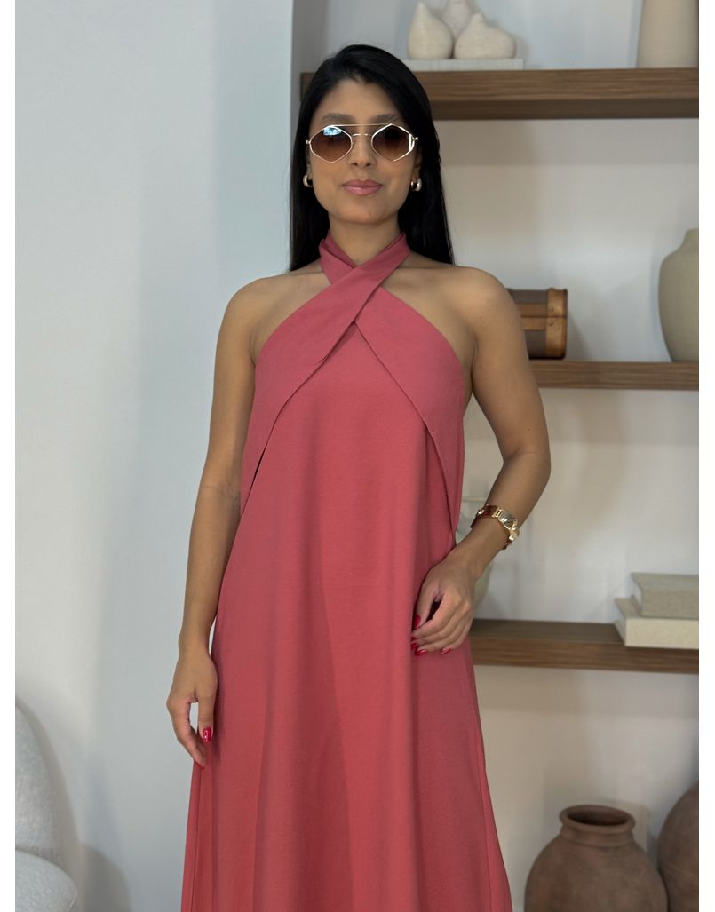Vestido Midi Frente Única Melina Goiaba
