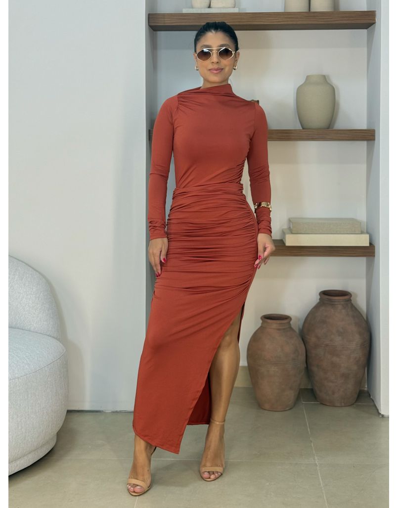 Vestido Suplex Manga Longa Telha 