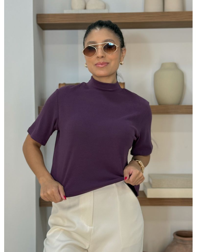 Blusa Manguinha Aveludada Uva - Loja La Mina 