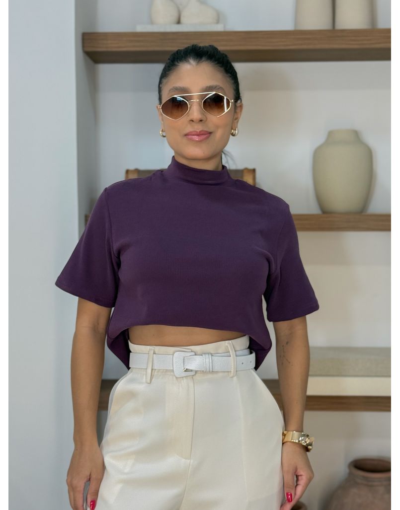 Blusa Manguinha Aveludada Uva