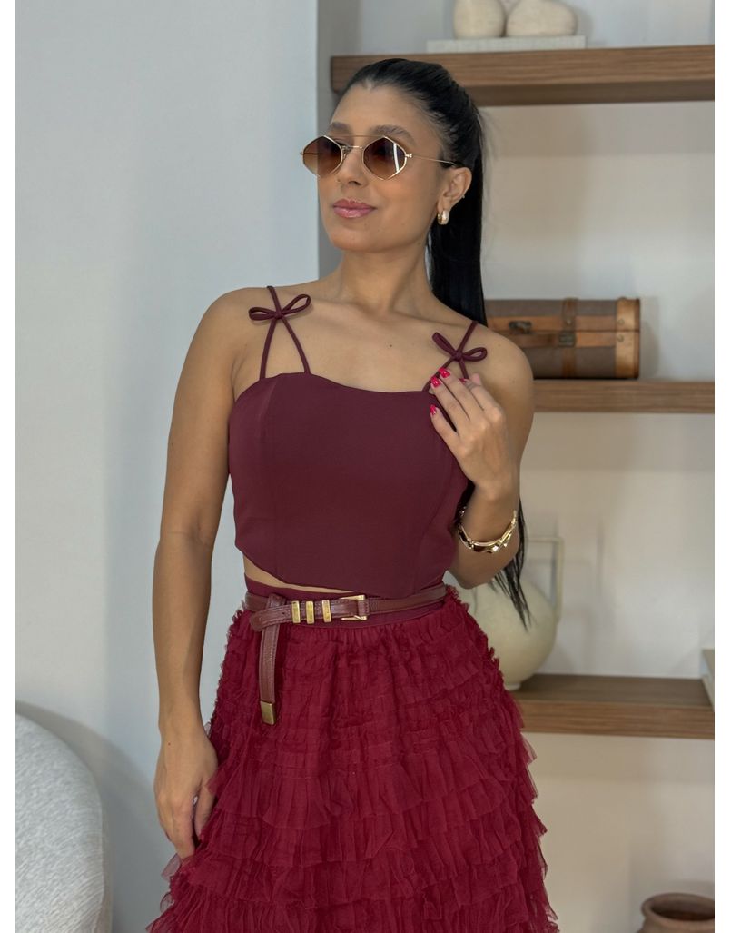 Blusa Alça Charlotte Cereja - Loja La Mina 