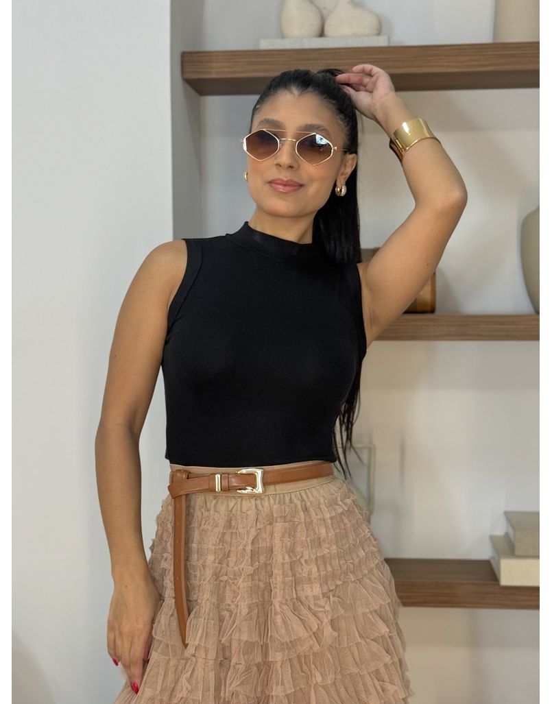 Blusa Regata Basic Preto - Loja La Mina 