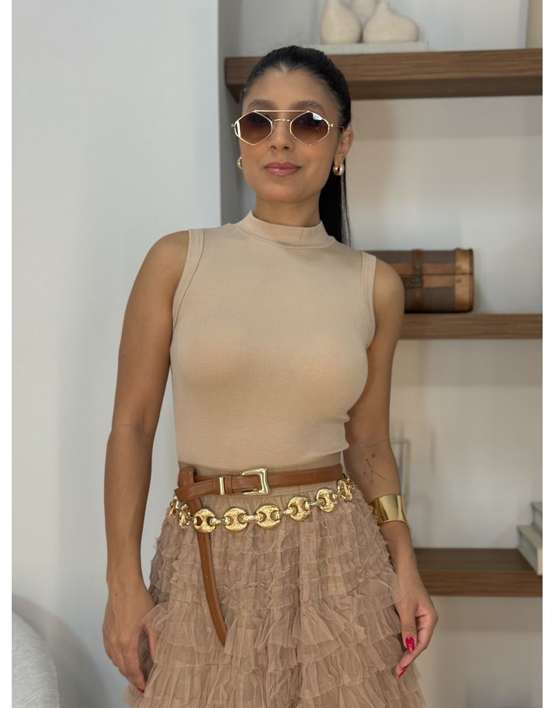 Blusa Regata Basic Cappuccino - Loja La Mina 