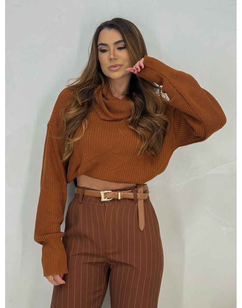 Blusa Tricot Gola Barcelona Caramelo