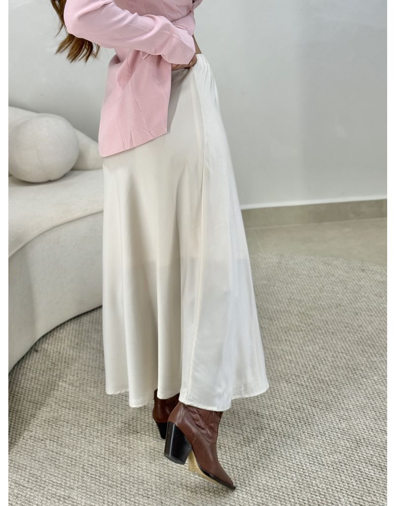Saia Midi Cetim Creme