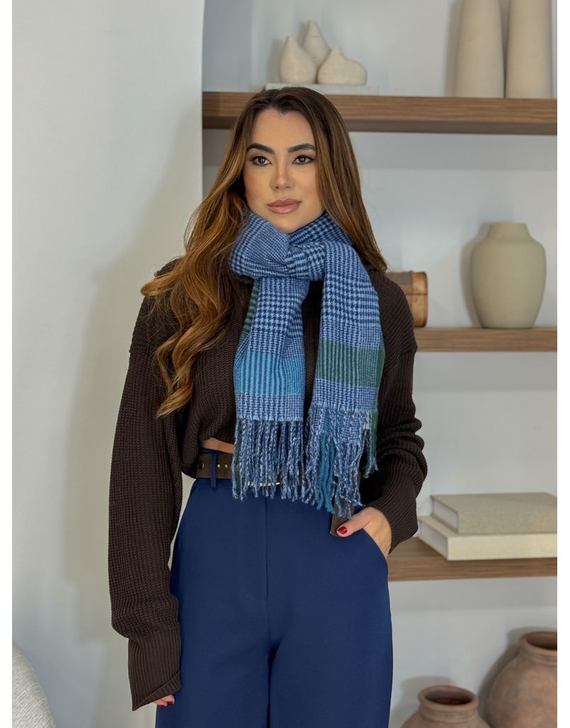 Cachecol Xadrez Azul/verde - Loja La Mina 