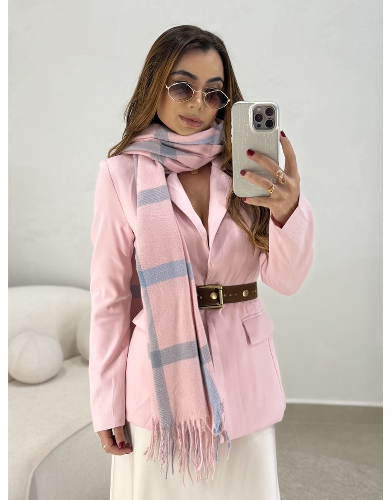 Cachecol Xadrez Rosa/Azul - Loja La Mina 