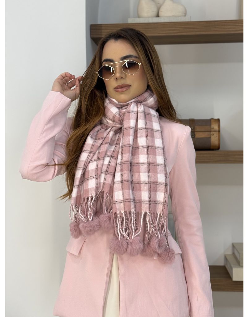 Cachecol Priscila Xadrez Rosa - Loja La Mina 