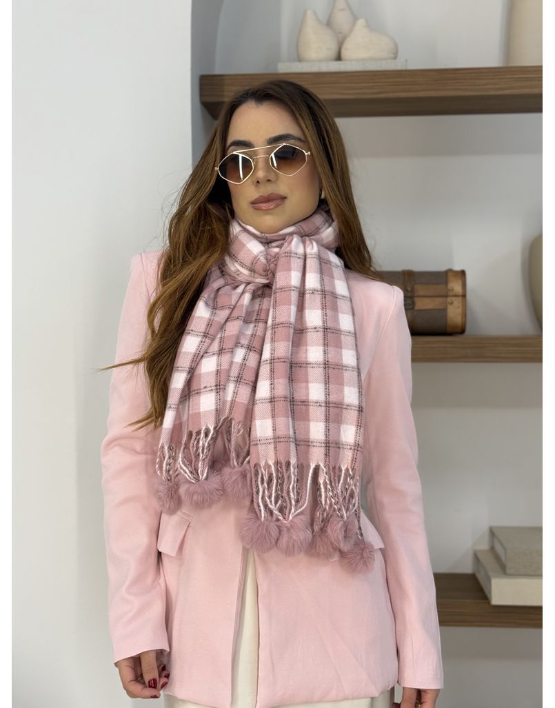 Cachecol Priscila Xadrez Rosa