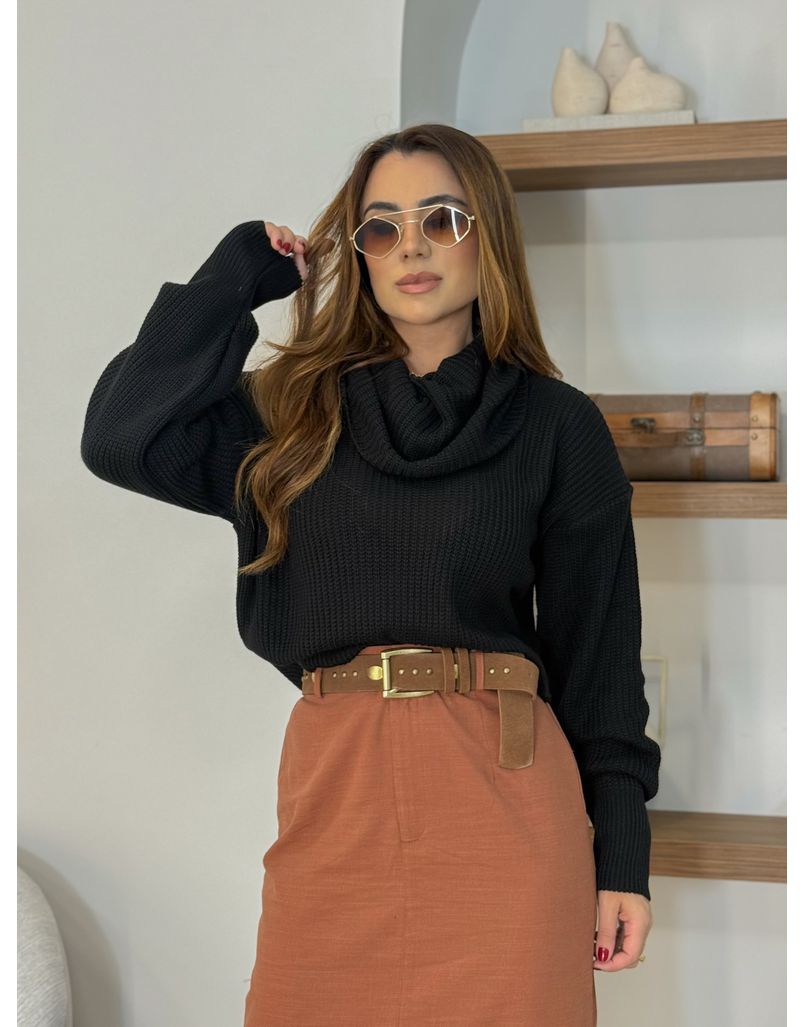 Blusa Tricot Gola Barcelona Preto