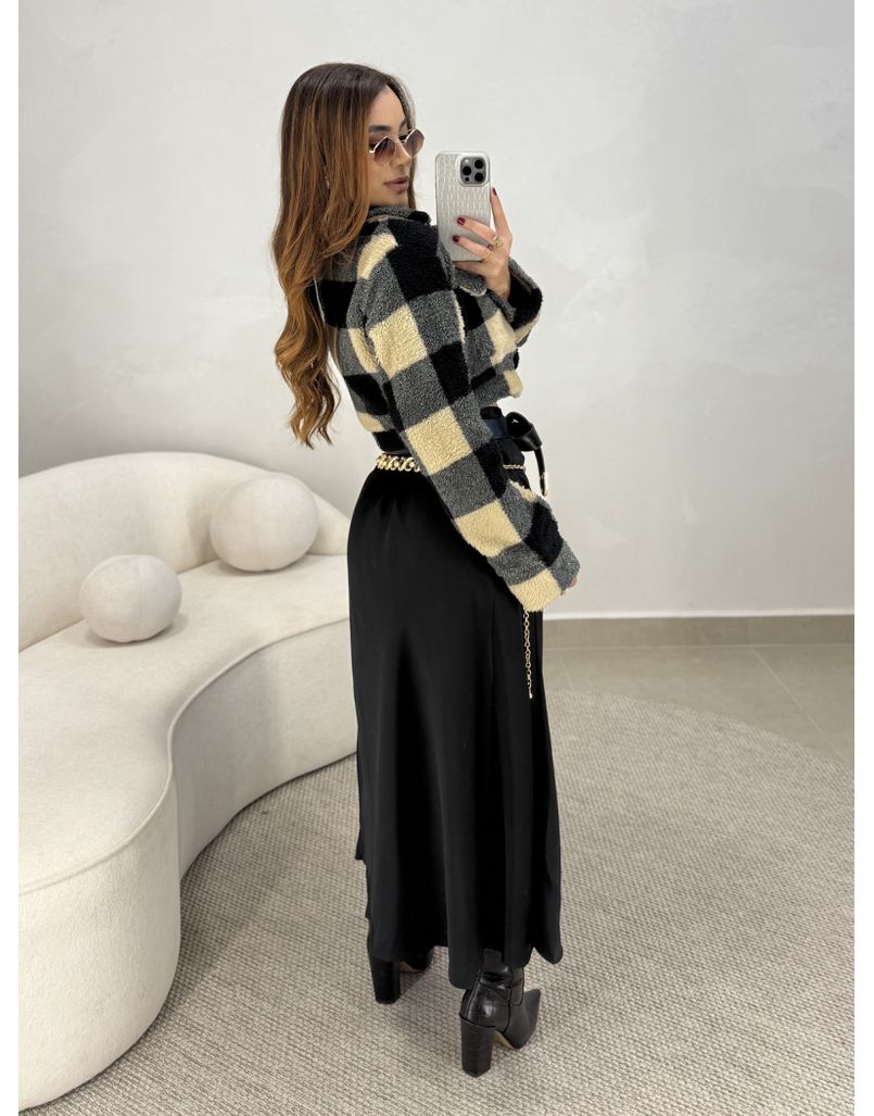 Jaqueta Cropped Xadrez Preta