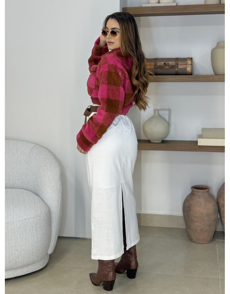 Saia Midi Linho Daiane Branca