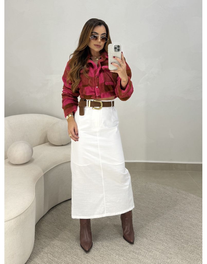 Saia Midi Linho Daiane Branca