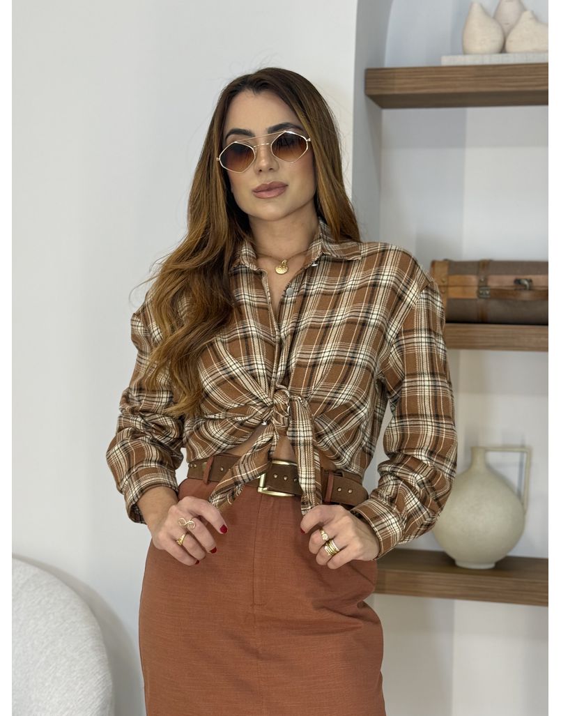 Camisa Xadrez Alina Marrom - Loja La Mina 