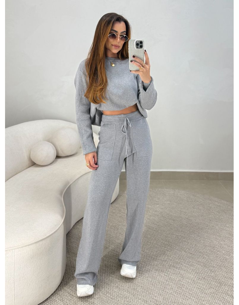Conjunto Tricot Santorini Cinza - Loja La Mina 