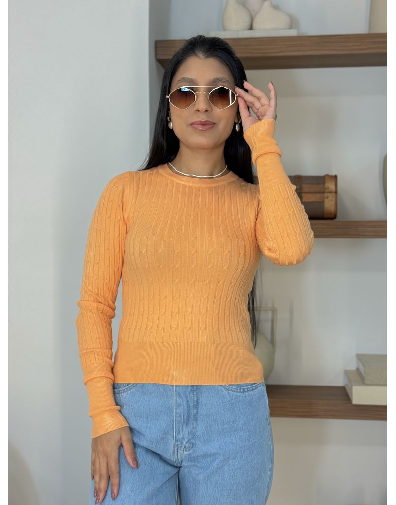 Blusa Tricot Agnes Laranja - Loja La Mina 