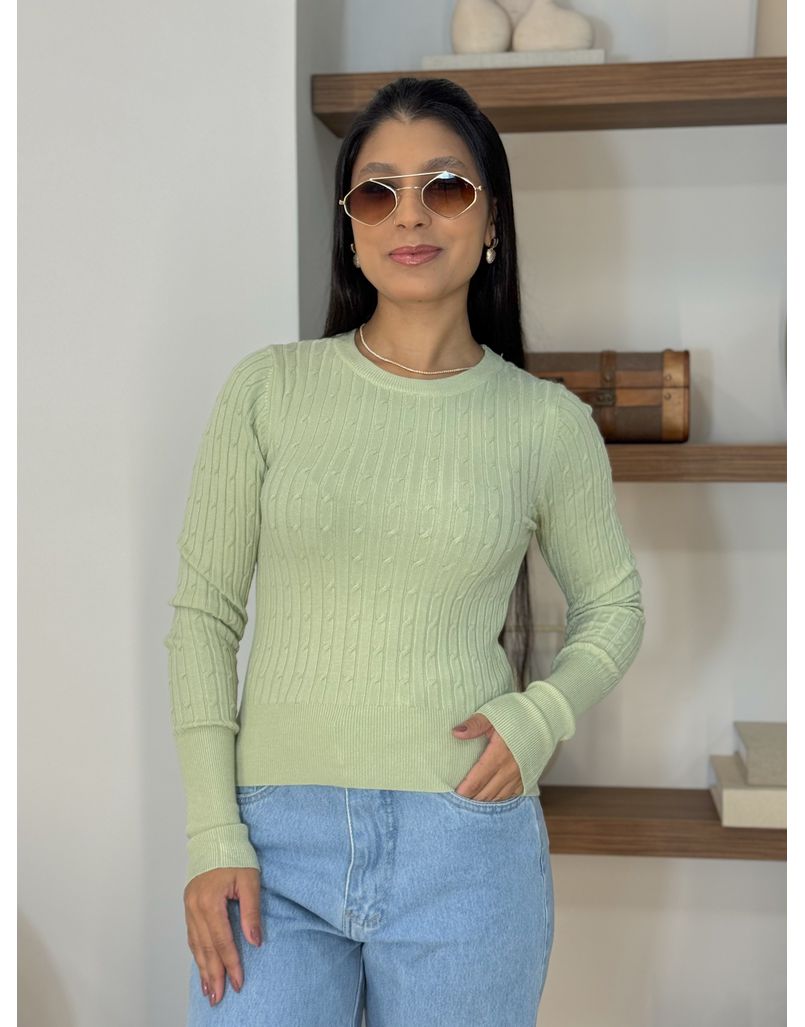 Blusa Tricot Agnes Verde - Loja La Mina 