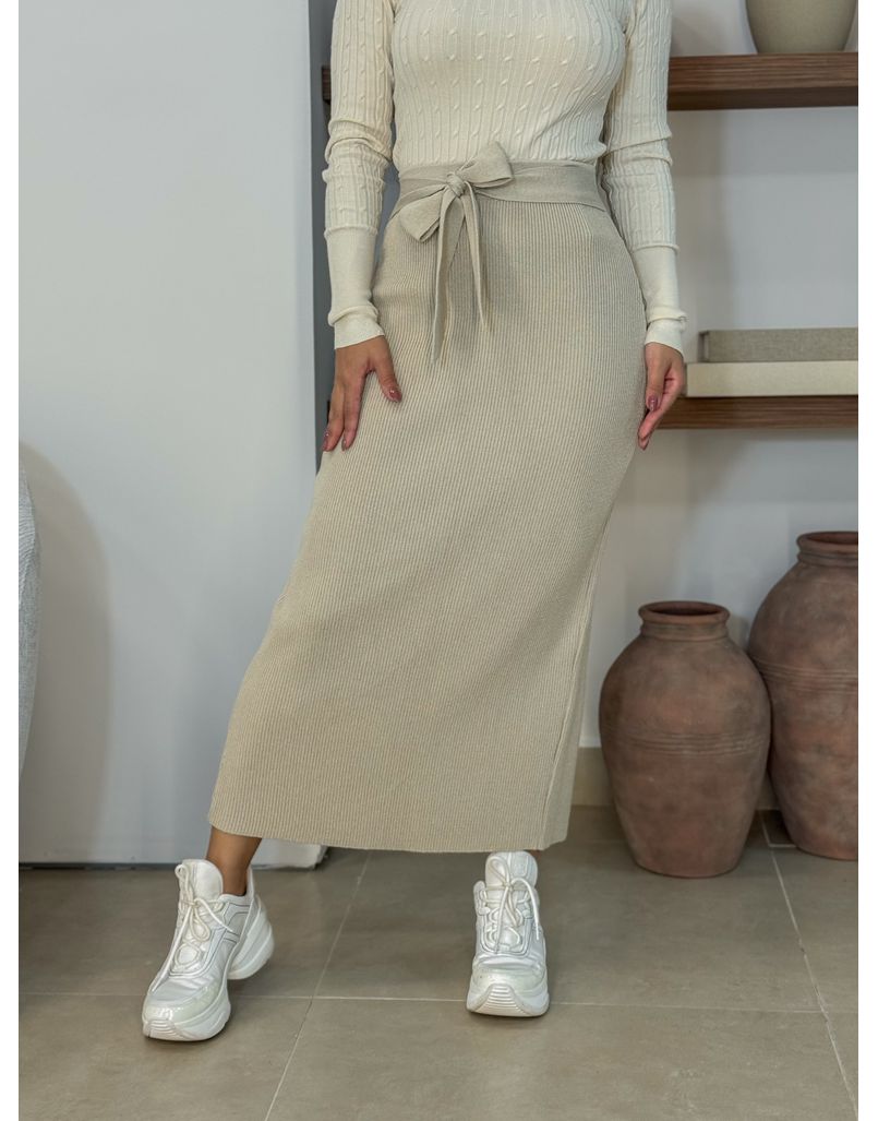 Saia Midi Tricot Lilly Areia