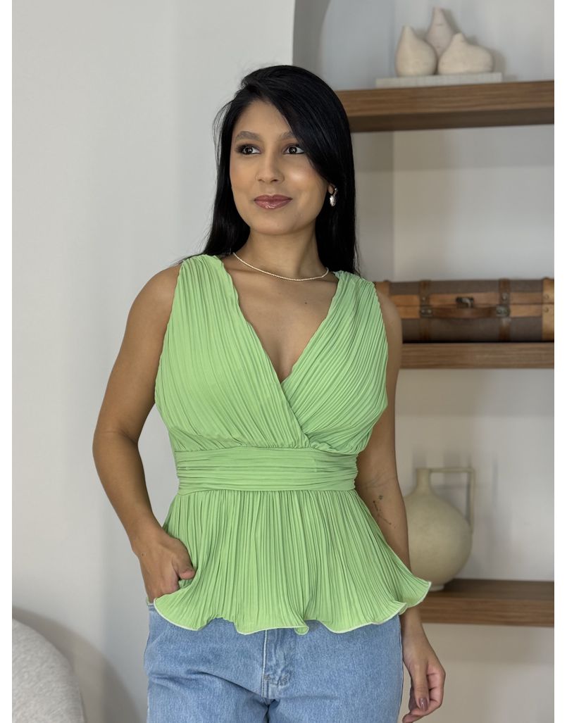 Blusa Plissada Verde