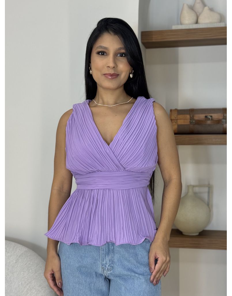 Blusa Plissada Lavanda - Loja La Mina 