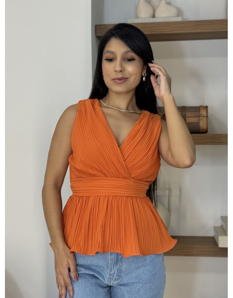 Blusa Plissada Laranja