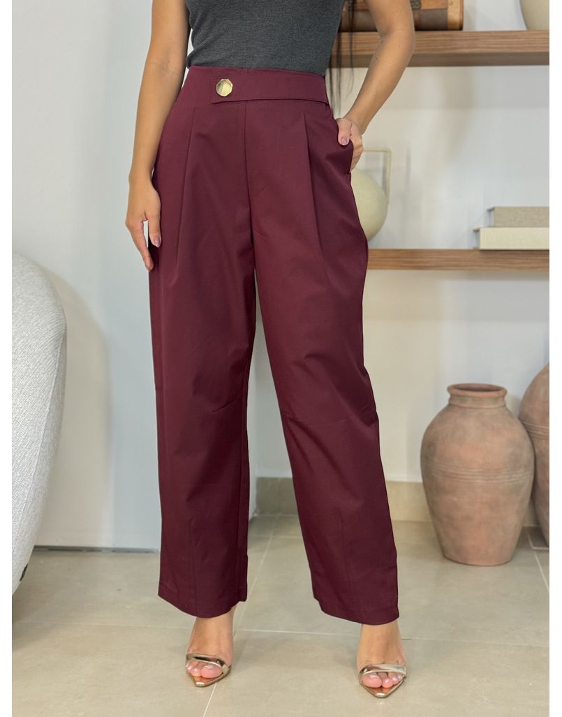 Calça Botão Filipinas Vinho - Loja La Mina 