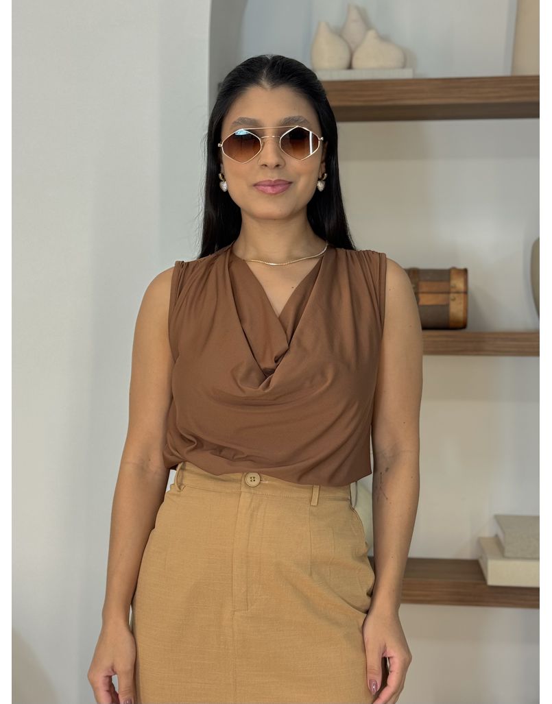 Blusa Gola Degage Café - Loja La Mina 