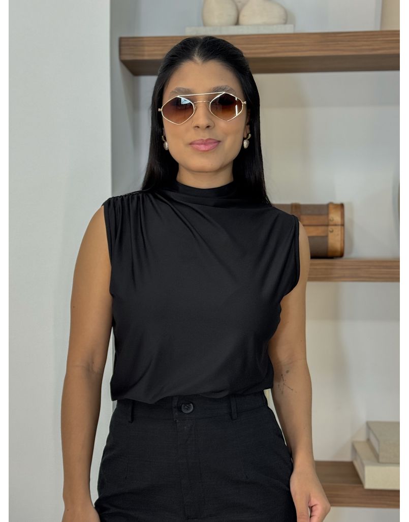 Blusa Franzida Alicia Preta - Loja La Mina 