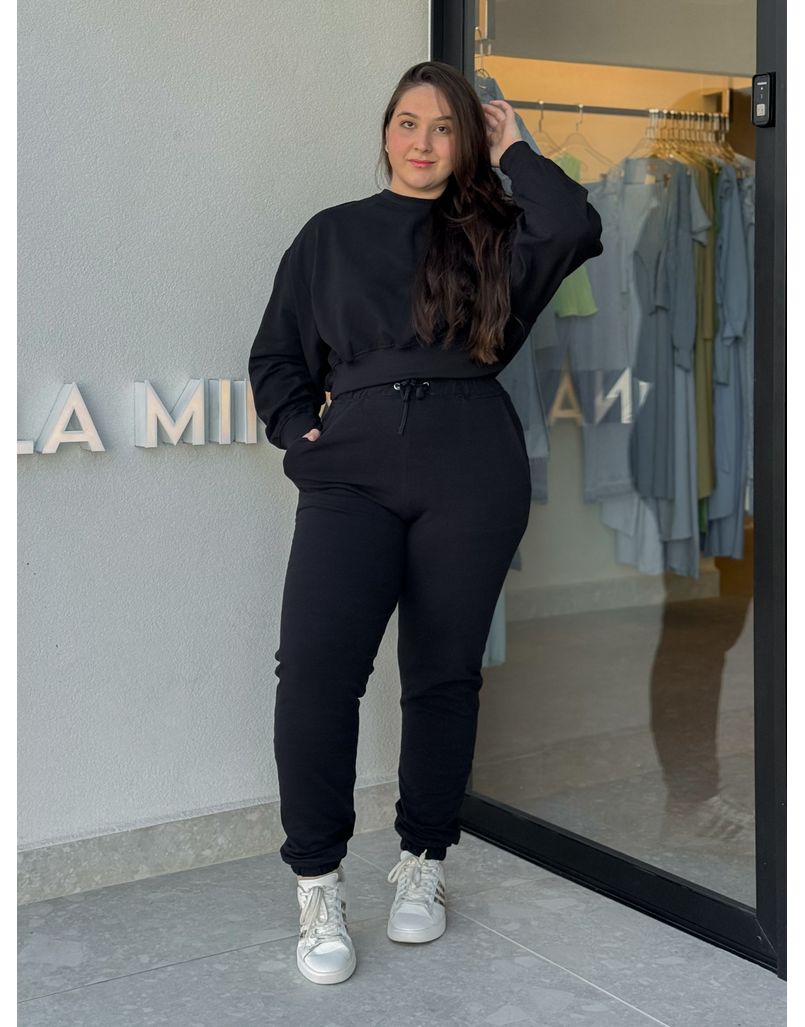 Conjunto Moletom Jogger Preto - Loja La Mina 