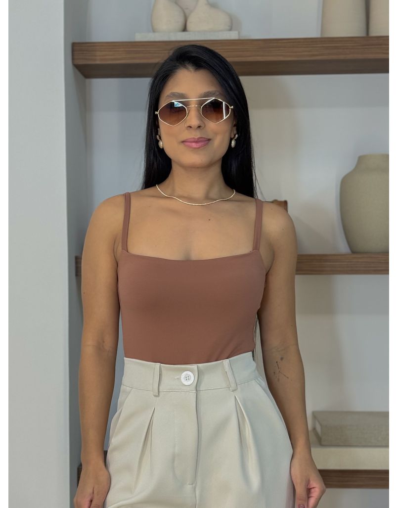 Body Poliamida Alcinha Marrom - Loja La Mina 