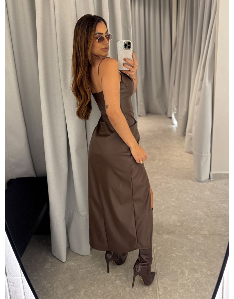 Vestido Couro Fake Zoe Café 